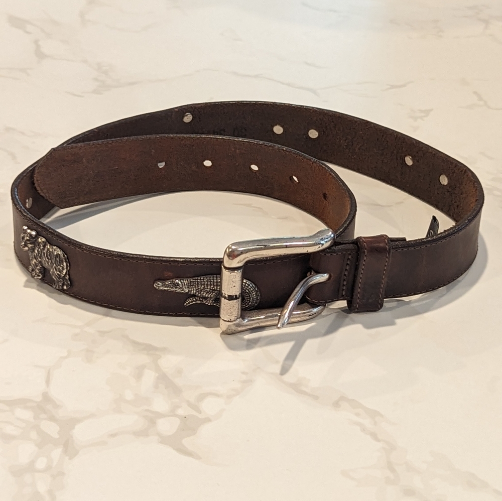 Brighton brown leather silver animal belt